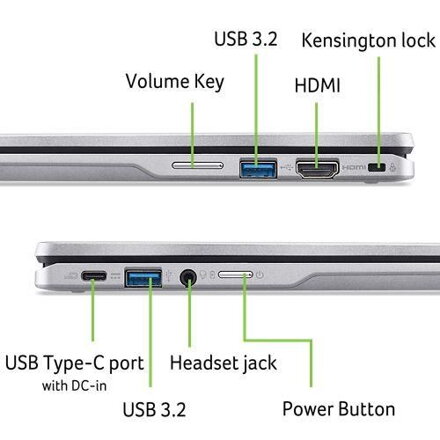 ACER NTB Chromebook Spin 314 (CP314-2HN-3981),i3-N305,14"WUXGA,8GB,256GB SSD,Intel UHD,Chrome,Silver 